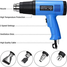 img 3 attached to 🔥 SEEKONE Heat Gun Kit - 1800W Heavy Duty Hot Air Gun with Dual-Temperature Settings (572℉&amp;1112℉), 4 Nozzles - Ideal for Shrinking PVC, Stripping Paint, and Craft Projects