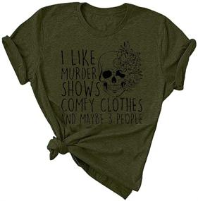 img 4 attached to 🔪 Women's Novelty Tee: Funny Graphic Shirt for Horror Fans & Murder Show Lovers - I Like Murder Shows Friends - Casual Athletic Horror Tops for Maybe 3 People