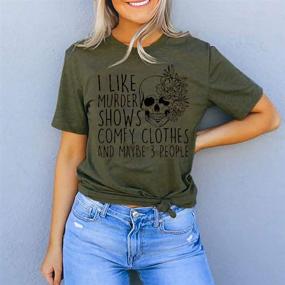 img 2 attached to 🔪 Women's Novelty Tee: Funny Graphic Shirt for Horror Fans & Murder Show Lovers - I Like Murder Shows Friends - Casual Athletic Horror Tops for Maybe 3 People