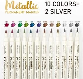 img 3 attached to ZEYAR Metallic Marker Pens: Waterproof & Permanent, Ideal for Rock Painting, Black Paper & More. 12 Color Brush Tip Set