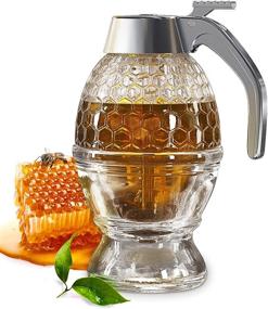 img 4 attached to Clevli Honey Dispenser - Non-Slip Support, Flip Top Lid, No Drip - Glass Honey Jar 8oz - Easy Use for Syrup, Sugar, Sauces, Condiments - Handy Stopper, Quick Fill - Enhanced SEO