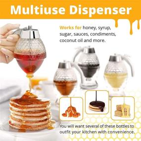 img 2 attached to Clevli Honey Dispenser - Non-Slip Support, Flip Top Lid, No Drip - Glass Honey Jar 8oz - Easy Use for Syrup, Sugar, Sauces, Condiments - Handy Stopper, Quick Fill - Enhanced SEO