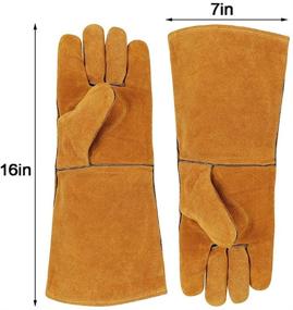 img 1 attached to FZTEY Heat, Fire, and Hot Resistant Welding Oven Mig Safety Work Garden Gloves - Ultimate Protection for Welders