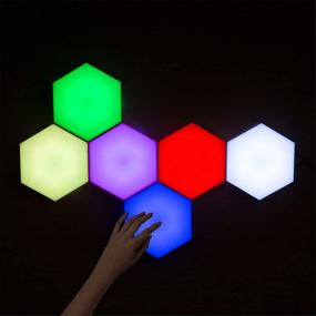 img 1 attached to 10-Piece Hexagonal Wall Colorful Light with Remote Control, USB Power, Touch Sensor, DIY Assembly LED Night Light for Living Room, Bedrooms, Creative Geometry, Ideal Gifts for DIY Lovers