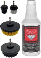 diamond magic combo pack: powerful 20oz cleaner & 4-pc. drill brush set - removes tough water stains & spots from shower doors, windshields, windows, chrome, tile, tubs, stainless steel logo