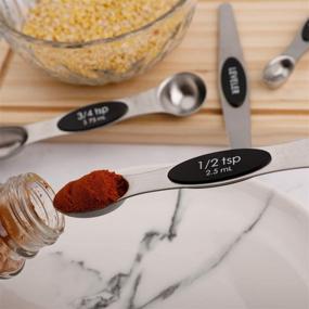 img 2 attached to 🥄 Premium Magnetic Measuring Spoons Set of 8 - Stainless Steel, Stackable, Double Sided for Dry and Liquid Ingredients