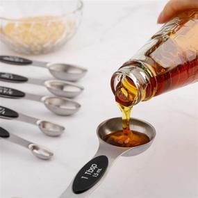 img 3 attached to 🥄 Premium Magnetic Measuring Spoons Set of 8 - Stainless Steel, Stackable, Double Sided for Dry and Liquid Ingredients