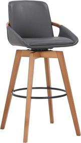 img 3 attached to 🪑 Armen Living Baylor Swivel Wood Bar or Counter Stool: Gray/Walnut, Faux Leather, 30" Bar Height