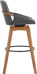 img 1 attached to 🪑 Armen Living Baylor Swivel Wood Bar or Counter Stool: Gray/Walnut, Faux Leather, 30" Bar Height