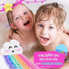 img 3 attached to 🌈 Natural Rainbow Bath Bombs Gift Set - 4PCS X-Large Handmade Bath Bombs for Kids and Women | Rainbow Cloud Bath Bomb with Rich Bubbles, Perfect Gifts for Halloween and Christmas (4 pack)