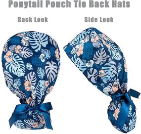 img 1 attached to 🎀 Stylish Ponytail Scrub Caps for Women with Ribbon Tie and Buttons- Ideal for Ladies with Long Hair