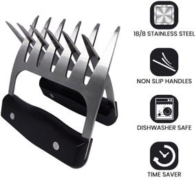 img 2 attached to 🍖 M-LIFE MASTER Stainless Steel Meat Forks - Metal Bear Claw Shredder for BBQ Meat Handling, Shredding, and Serving - Ultra-Sharp Blades, Easy-to-Clean & Safe for Use