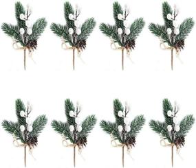 img 2 attached to 🎄 Enhance Your Christmas Décor with FUTERLY 8 Pcs Christmas Berries Pine Cones: Perfect for DIY Crafts, Tree Picks, Garland Décor, and Gift Wrapping (White-A)