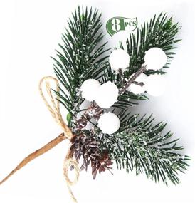 img 4 attached to 🎄 Enhance Your Christmas Décor with FUTERLY 8 Pcs Christmas Berries Pine Cones: Perfect for DIY Crafts, Tree Picks, Garland Décor, and Gift Wrapping (White-A)