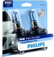 повысьте уровень вашей поездки с автомобильным освещением philips 9005 crystalvision ultra, улучшающим белый луч фары (2 штуки) логотип