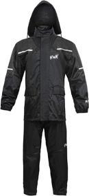 img 1 attached to 🌧️ Ultimate Motorcycle Rain Suit for Men & Women: Reflective Waterproof Rainsuit in Black (X-Large)