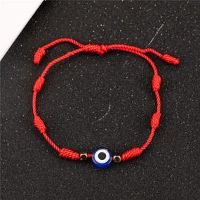 img 2 attached to 👁️ Handmade Adjustable Evil Eye Thread Bracelet for Women, Men, Teen Girls, and Boys - Minimalist Friendship Jewelry in Black and Red