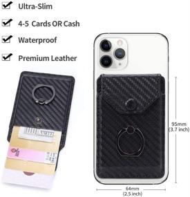 img 2 attached to 📱 RFID Cell Phone Card Holder with Ring Stand - Stick on Wallet for iPhone, Android, and All Smartphones - Adhesive Credit Card Holder for Cell Phone-Black B