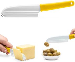 img 4 attached to 🧀 Dreamfarm Knibble Lite: Non-Stick Cheese Knife with Stainless Steel Forks in Yellow - Perfect for Cheese Lovers