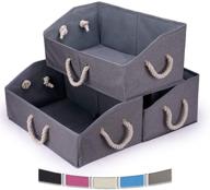 📦 gray collapsible trapezoid cubical storage bins - 3-pack, foldable decorative closet organizers for toys, sorbus cube baskets - office containers for stacking and organizing, cubby cubicle hefty cubbie логотип
