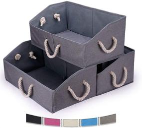 img 4 attached to 📦 Gray Collapsible Trapezoid Cubical Storage Bins - 3-Pack, Foldable Decorative Closet Organizers for Toys, Sorbus Cube Baskets - Office Containers for Stacking and Organizing, Cubby Cubicle Hefty Cubbie