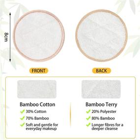 img 2 attached to 🌿 20-Pack Washable Bamboo Reusable Cotton Rounds for Makeup Removal + Bonus Sponge, Laundry Bag, and Eco-Friendly Packaging - Facial Cleansing Pad Cloth, Eye Wipes, Face Halo, and Makeup Remover Pads