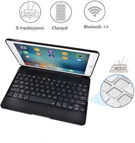 img 3 attached to iPad 9.7 inch 2018 2017 Bluetooth Keyboard Case - Smart Folio Stylish Hard Shell Cover Bluetooth Slim Keyboard Case for iPad Air/Air 2/iPad Pro (Black)