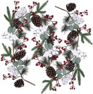 🎄 festive 6 feet artificial christmas pine garland with berries, pinecones and winter greenery: ideal holiday season mantel, fireplace, table runner, centerpiece décor logo