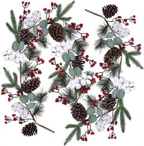 img 4 attached to 🎄 Festive 6 Feet Artificial Christmas Pine Garland with Berries, Pinecones and Winter Greenery: Ideal Holiday Season Mantel, Fireplace, Table Runner, Centerpiece Décor