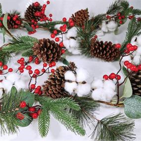 img 2 attached to 🎄 Festive 6 Feet Artificial Christmas Pine Garland with Berries, Pinecones and Winter Greenery: Ideal Holiday Season Mantel, Fireplace, Table Runner, Centerpiece Décor