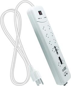 img 2 attached to 💡 Digital Energy 25-ft Heavy Duty Surge Protector Power Strip with USB Charging Ports, Coaxial and Phone Protection – 10 Outlet, 3500 Joules, ETL Listed