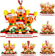 🦌 custom deer christmas ornaments 2021: personalized xmas decorations for family of 2, 3, 4, 5, 6, or 7 - custom name reindeer diy christmas tree hanging ornament (family of 4) логотип