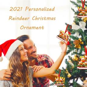 img 1 attached to 🦌 Custom Deer Christmas Ornaments 2021: Personalized Xmas Decorations for Family of 2, 3, 4, 5, 6, or 7 - Custom Name Reindeer DIY Christmas Tree Hanging Ornament (Family of 4)