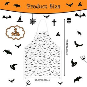 img 3 attached to 🦇 Halloween Bat Kitchen Aprons for Women - Set of 2 - Perfect for Outdoor BBQ Activities, Parties, and Cooking