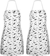 🦇 halloween bat kitchen aprons for women - set of 2 - perfect for outdoor bbq activities, parties, and cooking логотип