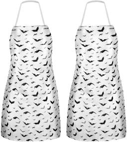 img 4 attached to 🦇 Halloween Bat Kitchen Aprons for Women - Set of 2 - Perfect for Outdoor BBQ Activities, Parties, and Cooking
