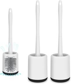 img 4 attached to Silicone Toilet Bowl Brush and Holder Set - Wall Mounted Deep-Cleaning Bristle Scrubber for Easy Toilet Corner Cleaning, Quick Drying Storage and Organization in Bathroom