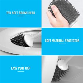 img 2 attached to Silicone Toilet Bowl Brush and Holder Set - Wall Mounted Deep-Cleaning Bristle Scrubber for Easy Toilet Corner Cleaning, Quick Drying Storage and Organization in Bathroom