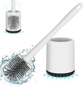 img 3 attached to Silicone Toilet Bowl Brush and Holder Set - Wall Mounted Deep-Cleaning Bristle Scrubber for Easy Toilet Corner Cleaning, Quick Drying Storage and Organization in Bathroom