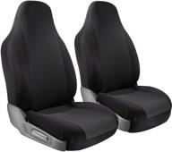 🚗 enhanced universal seat covers for front low bucket seats - ideal for cars, trucks, suvs, vans, and pickups - non-slip, 2 piece set in black logo