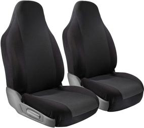 img 4 attached to 🚗 Enhanced Universal Seat Covers for Front Low Bucket Seats - Ideal for Cars, Trucks, SUVs, Vans, and Pickups - Non-Slip, 2 Piece Set in Black