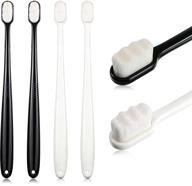 🪥 micro-nano manual toothbrush with extra soft bristles for fragile gums - 4 piece set in black and white logo