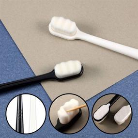 img 2 attached to 🪥 Micro-Nano Manual Toothbrush with Extra Soft Bristles for Fragile Gums - 4 Piece Set in Black and White