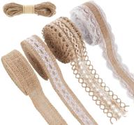 🎀 set of 4 burlap ribbon lace rolls for wedding decorations, parties, and diy crafts - 5.5 yards each, with 32 feet of twine rope logo