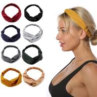 🌸 stylish and versatile 8 pack boho headbands: perfect for yoga, makeup, parties, and sweat-proof hair styling logo