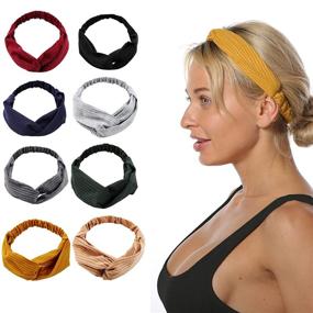 img 4 attached to 🌸 Stylish and Versatile 8 Pack Boho Headbands: Perfect for Yoga, Makeup, Parties, and Sweat-Proof Hair Styling