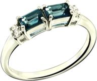 genuine gems rb gems sterling silver 925 ring - 0.92 ct london blue topaz and garnet - rhodium-plated finish logo
