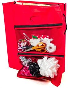 img 1 attached to 🎁 Gift Bags with Tissue Paper Storage Bag - Safeguard and Organize Your Gift Wrap Supplies, Zippered Pockets for Bows, Ribbon, Scissors, and More - (Red)