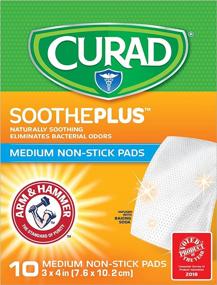 img 3 attached to CURAD SoothePLUS Non-Stick Pads with ARM &amp; HAMMER Baking Soda, 3x4 Inches, Pack of 10