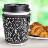 reusable insulated coffee cup sleeves - neoprene custom bling rhinestone design coffee cup holder, tea coffee ☕ cup sleeve, hot cup sleeves for 8oz, 10oz, 12oz, and 16oz cups - keeps coffee warmer for longer logo